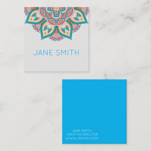 マンダラデザインモダンスタイリッシュクリエイティブ産業 スクエア名刺 (正面/裏面)