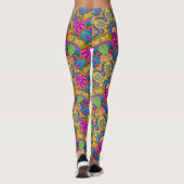 マンダラデザイン、リッチなピンク、ブルース、金ゴールド レギンス (裏面)