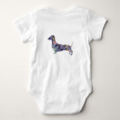 マンダラドッグジャージーボディスーツ、ホワイト ベビーボディスーツ (裏面)