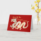 マンダラドラゴン中国の2024年正月赤 カード (黄色い花)