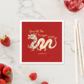 マンダラドラゴン中国の2024年正月赤 スタンダードカクテルナプキン (インサイチュ)