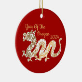 マンダラドラゴン中国の2024年正月赤 セラミックオーナメント (右)