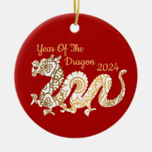 マンダラドラゴン中国の2024年正月赤
