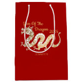 マンダラドラゴン中国の2024年正月赤 ミディアムペーパーバッグ (正面)
