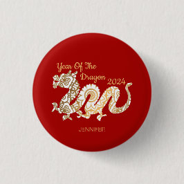 マンダラドラゴン中国の2024年正月赤 缶バッジ