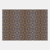 マンダラネイビー&金ゴールドスクエア ラッピングペーパーシート (正面)