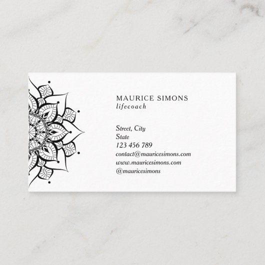 マンダラネブラヨガインストラクターヨガ先生禅 名刺 (裏面)