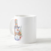 マンダラハットウォーター色の可愛いクリスマス雪だるま コーヒーマグカップ (正面左)