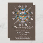 マンダラハンドドローモダンドボホアートブライダルシャワー 招待状 (正面/裏面)