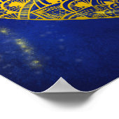 マンダラハート発光金ゴールドと青プリント ポスター (角)