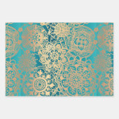 マンダラパタエレガントーン赤緑金ゴールド ラッピングペーパーシート (正面2)