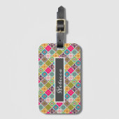 マンダラパターンカラフルモロッコ名 ラゲッジタグ (正面縦)