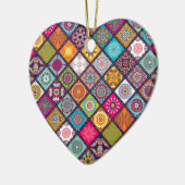 マンダラパターンカラフルモロッコ セラミックオーナメント (左)