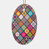 マンダラパターンカラフルモロッコ セラミックオーナメント (左)