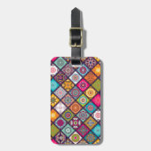 マンダラパターンカラフルモロッコ ラゲッジタグ (正面縦)