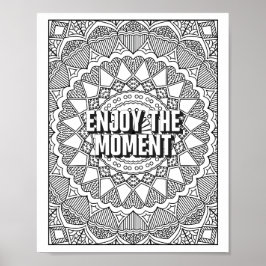 マンダラパターンカラーリングページのマインドフル引用文 ポスター