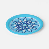 マンダラパターンターコイズ、コバルトと白 ペーパープレート (アングル)