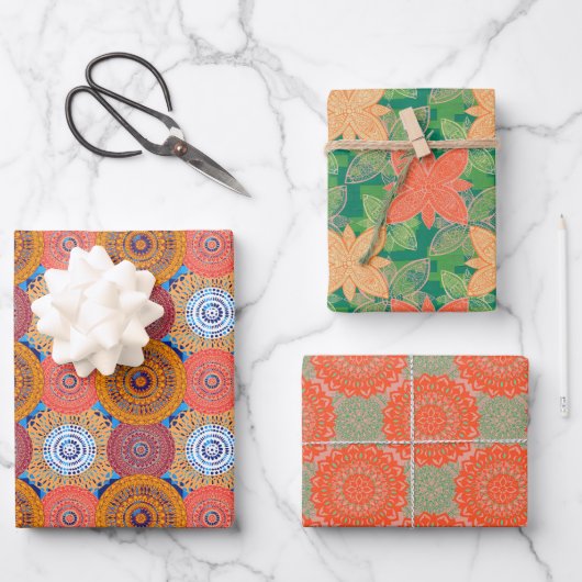 マンダラパターンデザイン ラッピングペーパーシート (正面)