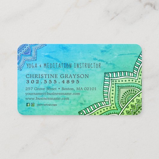 マンダラパターンヨガ瞑想 名刺 (裏面)