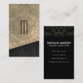 マンダラパターン付き木モノグラム 名刺 (正面/裏面)