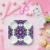 マンダラパターン02の紫の紙プレート ペーパープレート (パーティー)