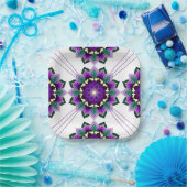 マンダラパターン02の紫の紙プレート ペーパープレート (パーティー)