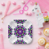 マンダラパターン02の紫の紙プレート ペーパープレート (パーティー)