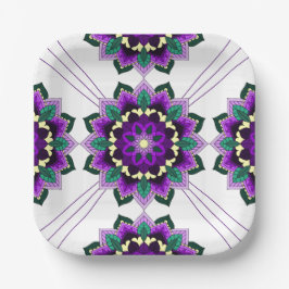 マンダラパターン02の紫の紙プレート ペーパープレート