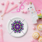 マンダラパターン02の紫の紙プレート ペーパープレート (パーティー)