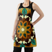 マンダラパターン02の黄色と黄褐色 エプロン (インサイチュ)