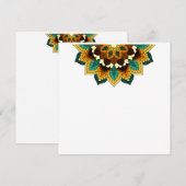 マンダラパターン02の黄色と黄褐色 ノートカード (正面/裏面)