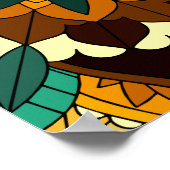 マンダラパターン02の黄色と黄褐色 ポスター (角)