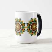 マンダラパターン02の黄色と黄褐色 モーフィングマグカップ (正面右)