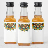 マンダラパターン02の黄色と黄褐色 リキュールボトルラベル (ボトル)