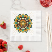 マンダラパターン02の黄色と黄褐色 縁ありランチョンナプキン (インサイチュ)