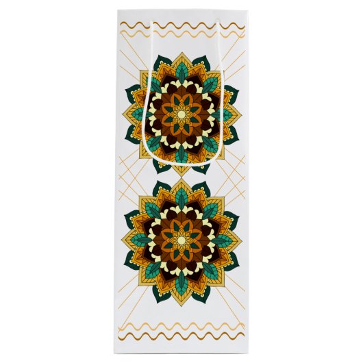 マンダラパターン02イン黄色&タンワイン抱き枕 ワインギフトバッグ (正面)