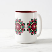 マンダラパターン02深いピンク ツートーンマグカップ (正面右)