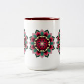 マンダラパターン02深いピンク ツートーンマグカップ (中央)