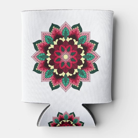 マンダラパターン02深いピンク 缶クーラー (正面)