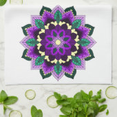 マンダラパターン02紫 キッチンタオル (折り畳み)