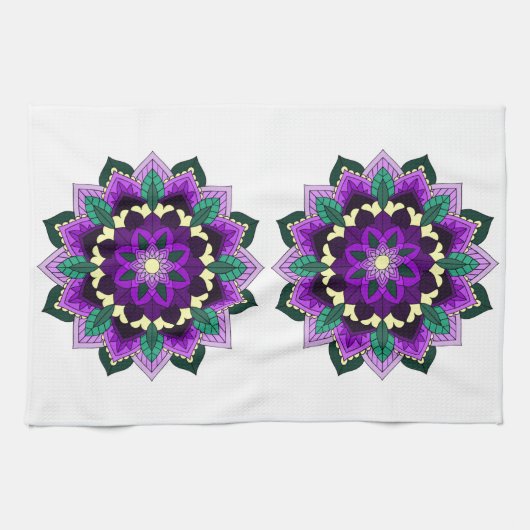 マンダラパターン02紫 キッチンタオル (横)