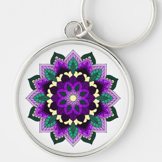 マンダラパターン02紫 キーホルダー (正面)