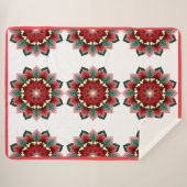 マンダラパターン02赤シェルパ毛布 シェルパブランケット (正面(横))