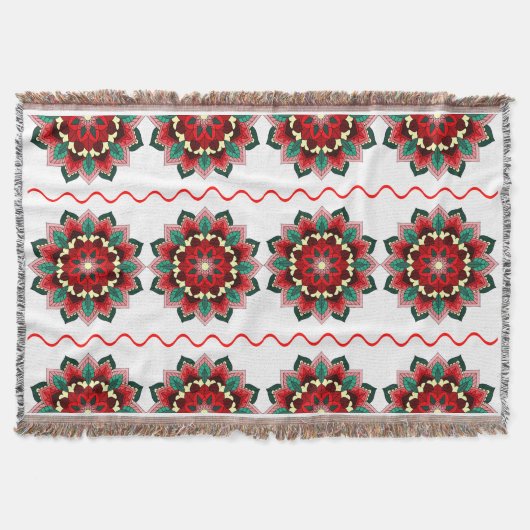 マンダラパターン02赤ブランケット スローブランケット (正面)