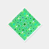 マンダラパターン、エメラルドグリーンと孔雀 スタンダードカクテルナプキン (角)