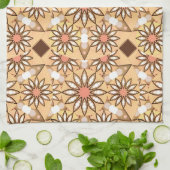 マンダラパターン、カラメルタン、チョコレートブラウン キッチンタオル (折り畳み)