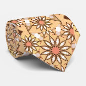 マンダラパターン、キャラメルタン、チョコレートブラウン ネクタイ (ロール)