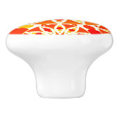 マンダラパターン、コーラルオレンジと金ゴールド セラミックノブ (側面)