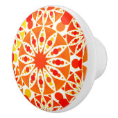 マンダラパターン、コーラルオレンジと金ゴールド セラミックノブ (右)