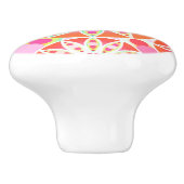 マンダラパターン，コーラルオレンジ，ピンク，金ゴールド セラミックノブ (側面)